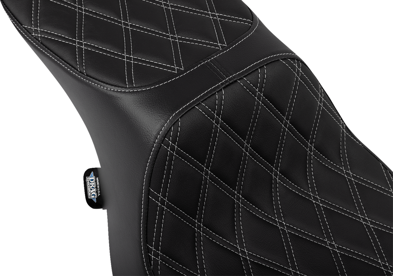 Predator 2-Up Seat - Vinyl - Double Diamond Silver Stitch - W/O Backrest - FLTR/FLHX '23-'24