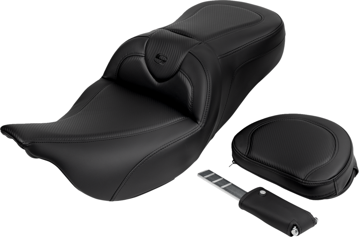 Roadsofa™ Seat - With Backrest - Carbon Fiber - Black Stitch - FL '08-'19