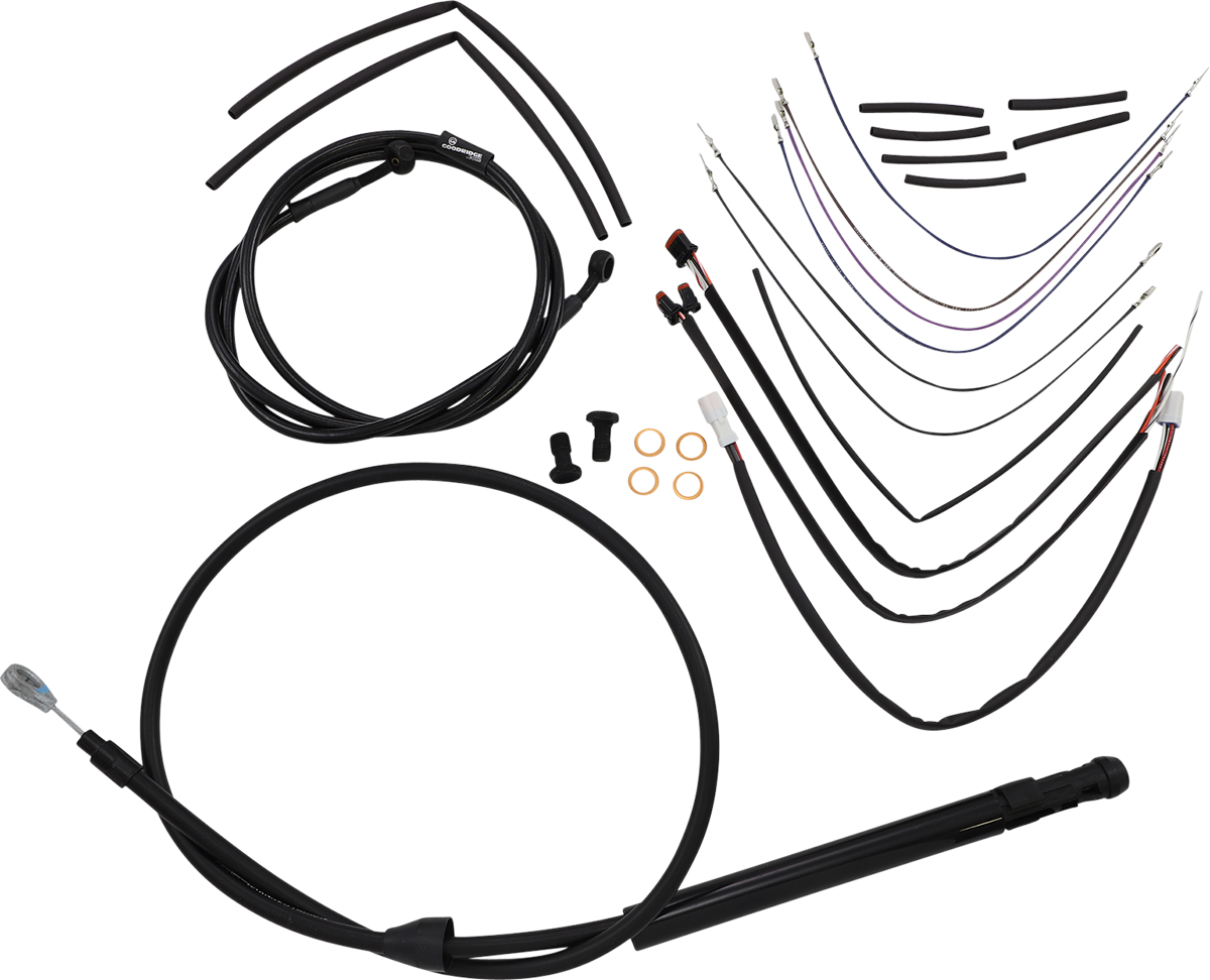 Complete Black Vinyl Handlebar Cable/Line Kit For Ape Hangers - 14" - '18-'24 FX