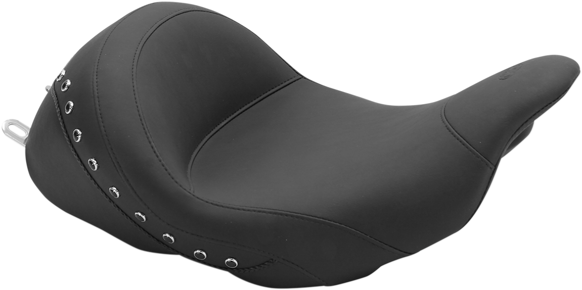 Lowdown Vintage Seat - No Driver Backrest - Black Studded - FL '08-'25