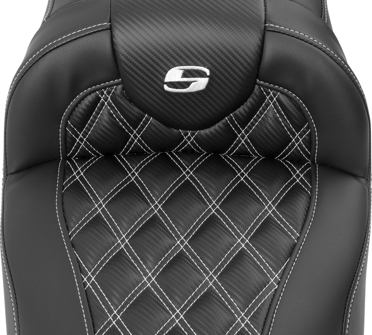 Roadsofa™ Extended Reach Seat - Without Backrest - Lattice Stitch - White Stitch - FLTR/FLHX '23-'24