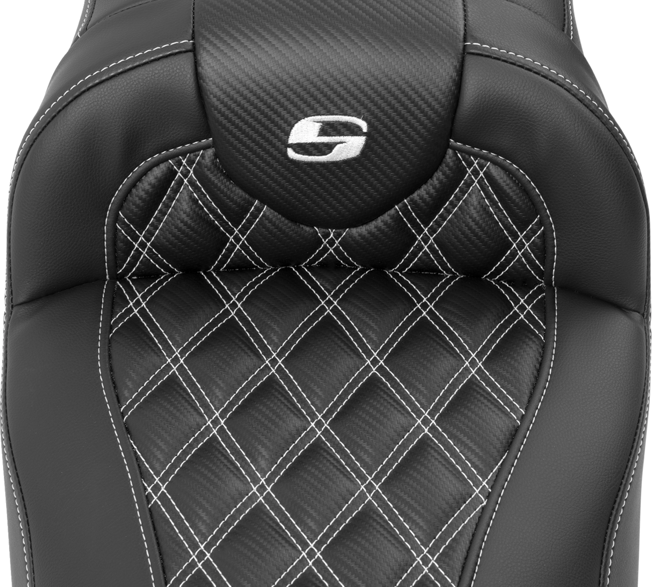 Roadsofa™ Extended Reach Seat - Without Backrest - Lattice Stitch - White Stitch - FLTR/FLHX '23-'24