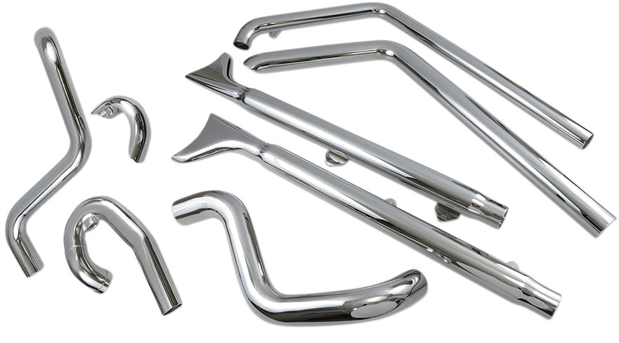 True Duals Exhaust System With Fishtail Mufflers — With Baffles