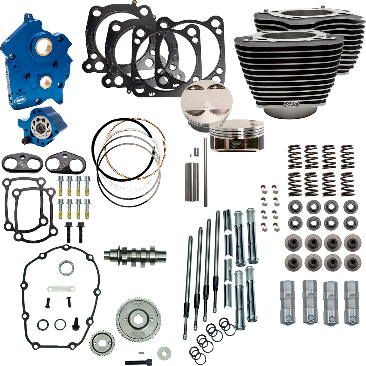 Power Pack - Water Cooled - 550G - Wrinkle Black W/Highlight - Chrome Pushrod Tubes - M8