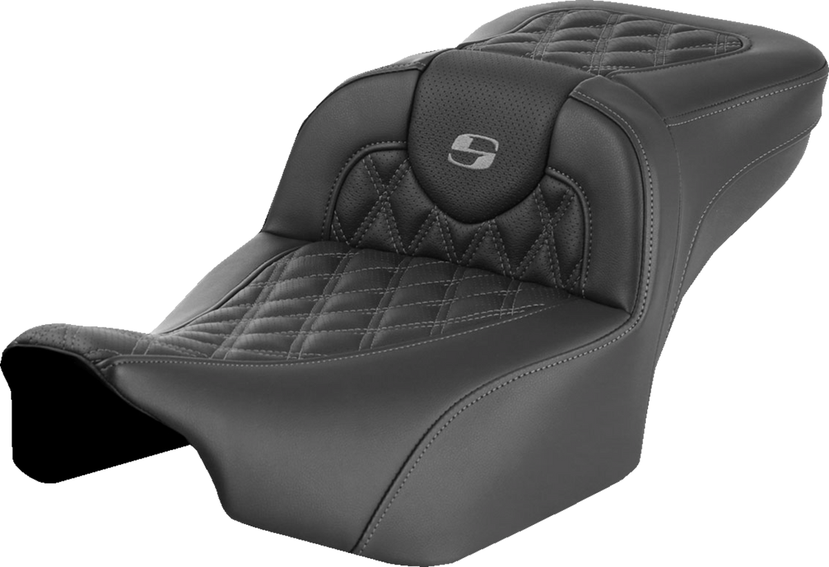 Roadsofa™ Extended Reach Seat - Without Backrest - Lattice Stitch - Gray Stitch - FLTR/FLHX '23-'24