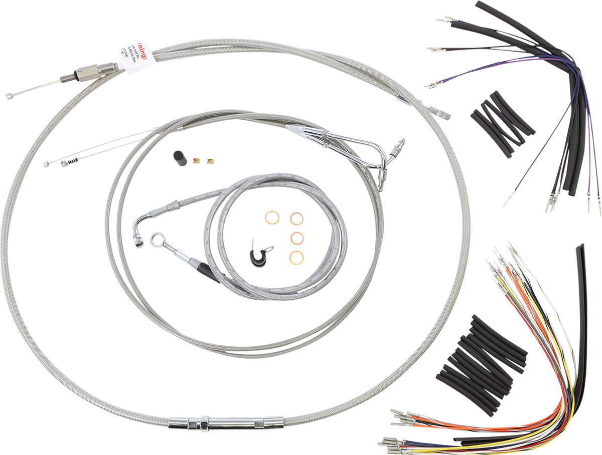 Complete Stainless Braided Handlebar Cable/Brake Line Kit - 14" Ape Hangers - '00-'06 FLST