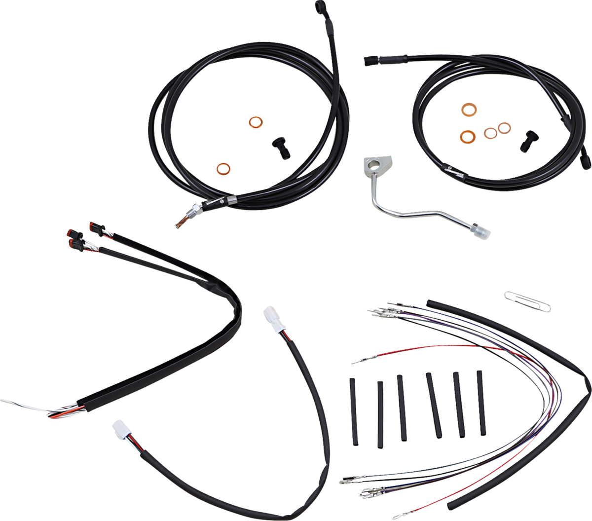 Complete Black Vinyl Handlebar Cable/Line Kit For Ape Hangers - 18" - ABS - '15-'16 FLTR