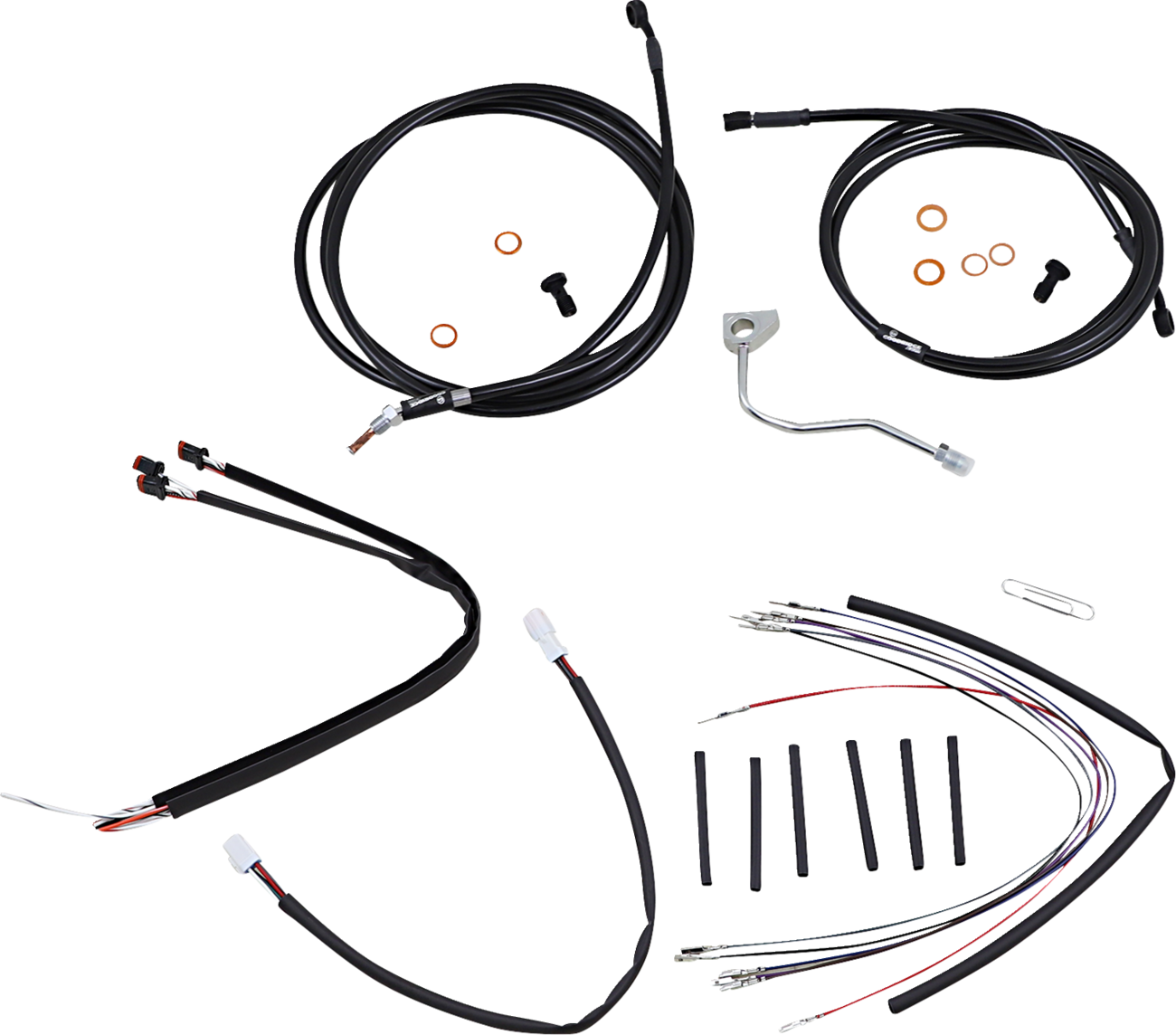 Complete Black Vinyl Handlebar Cable/Line Kit For Ape Hangers - 18" - ABS - '15-'16 FLTR