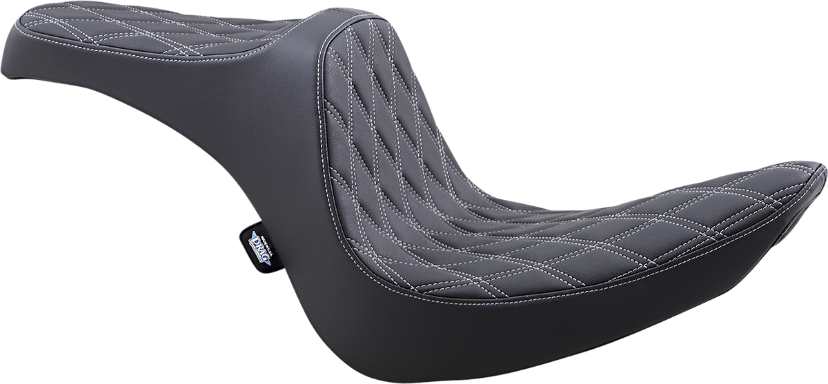 Predator III 2-Up Seat - Vinyl - Double Diamond - Silver Stitching - Softail '06-'17