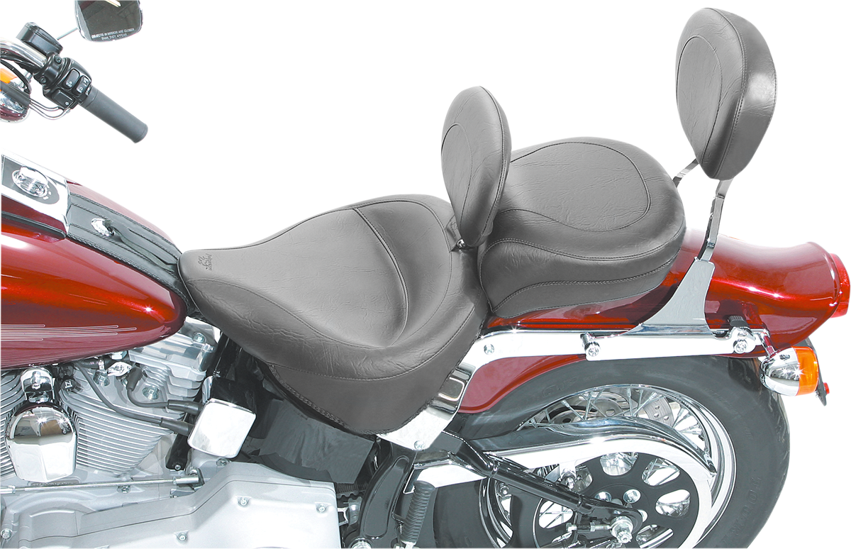 Wide Solo Seat - With Backrest - Vintage - Black - Smooth - FLST '00-'05