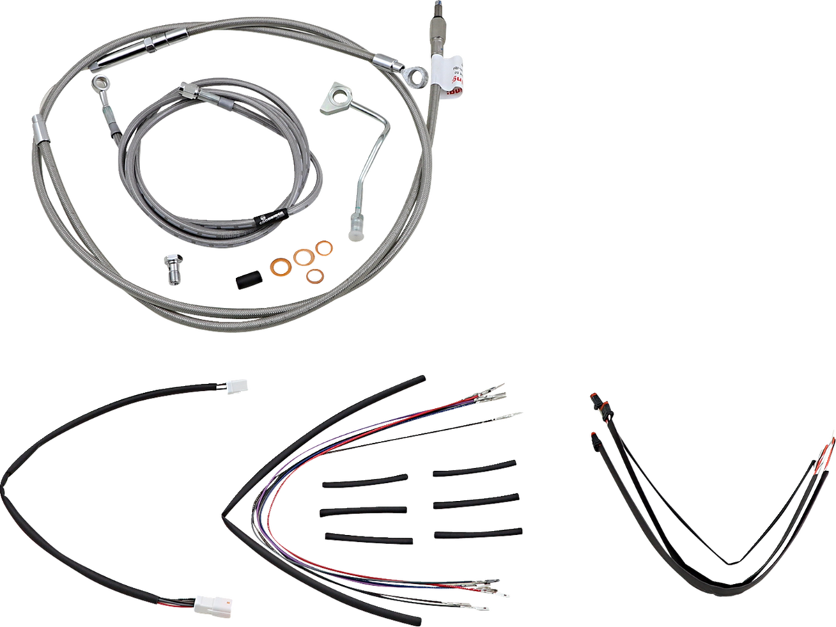 Complete Stainless Braided Handlebar Cable/Brake Line Kit - 16" Ape Hangers - '14-'16 FLHR