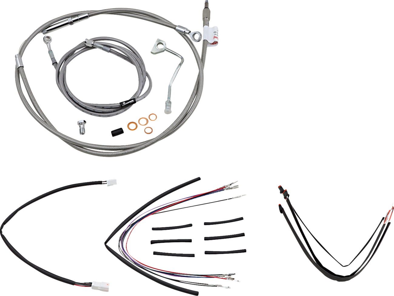 Complete Stainless Braided Handlebar Cable/Brake Line Kit - 16" Ape Hangers - '14-'16 FLHR