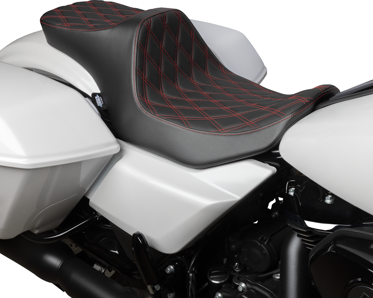 Predator III 2-Up Seat - Vinyl - Double Diamond - Red Stitching - FLT/FLH '23-'24