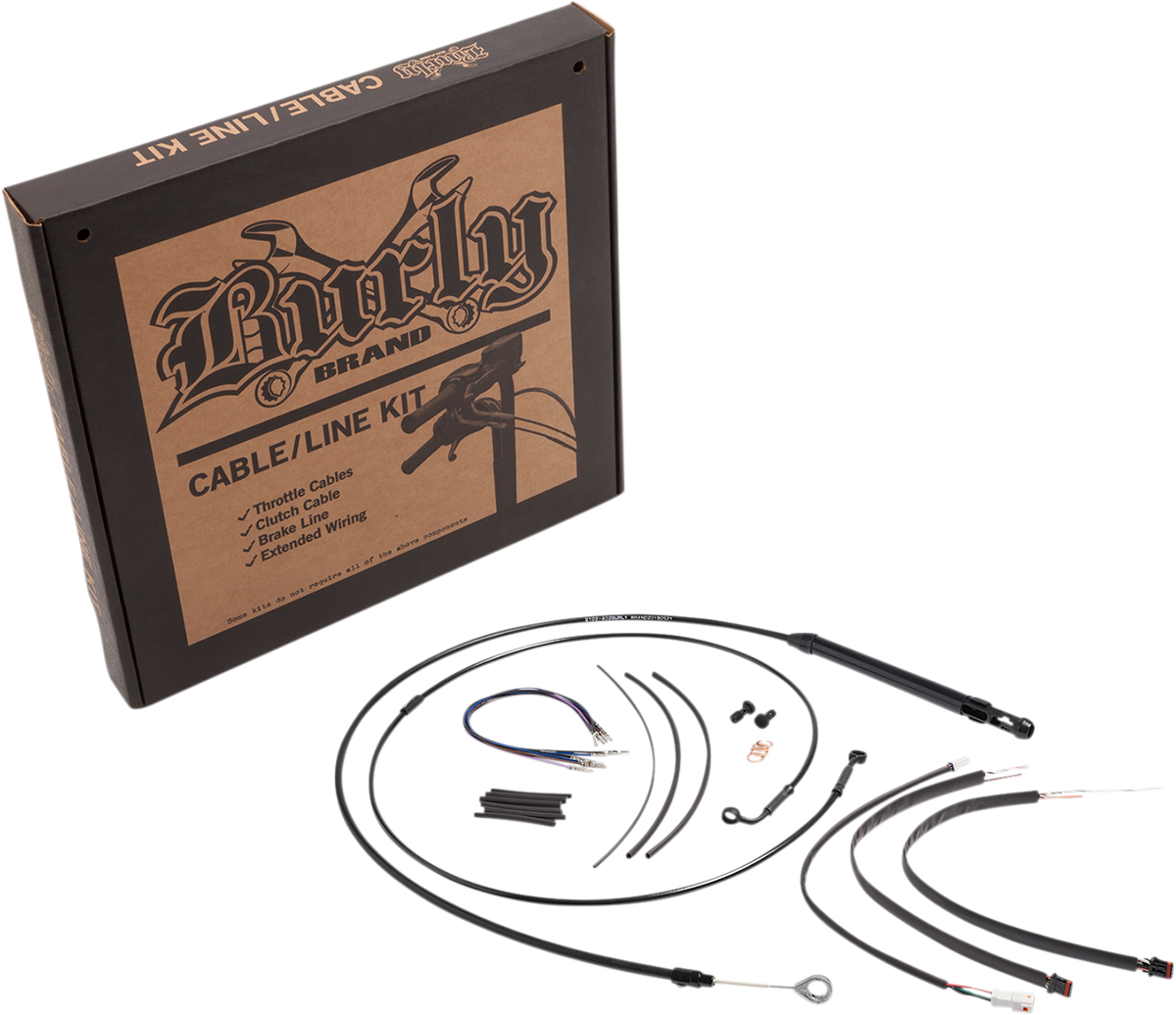 Complete Black Vinyl Handlebar Cable/Line Kit For Ape Hangers - 14" - '18-'24 Softail