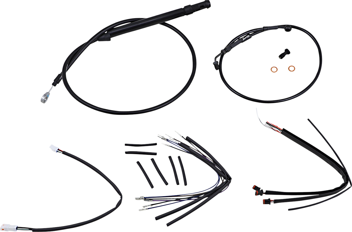 Handlebar Cable/Brake Line Kit For Burly Ape Handlebars - 14" Gorilla - Softail/Touring - Black