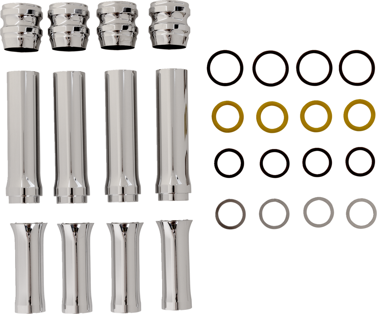 Pushrod Tube Cover Kit - 10 Gauge® - Chrome - Twin Cam
