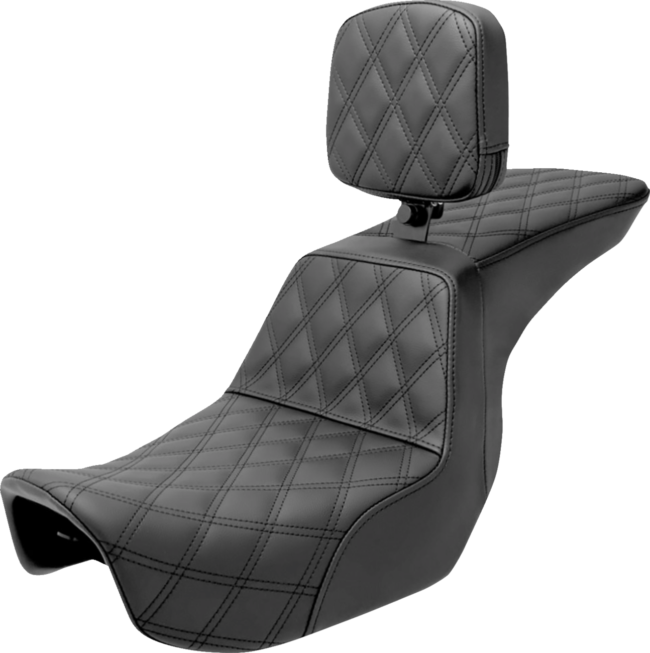 Tour Step-Up Seat - Rider Backrest - Full Lattice Stitch - Dyna '06-'17