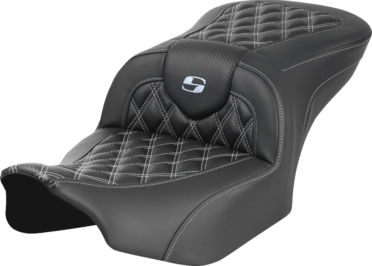 RoadSofa™ Carbon Fiber Seat - W/O Backrest - Lattice Stitch - Silver Stitch - FL/FX '23-'24