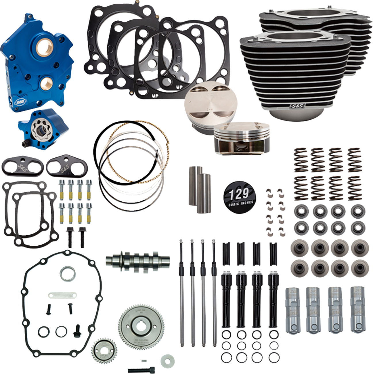 129" Power Pack - 550 Gear Drive - Oil Cooled - Wrinkle Black W/Highlight Fins - 107" M8