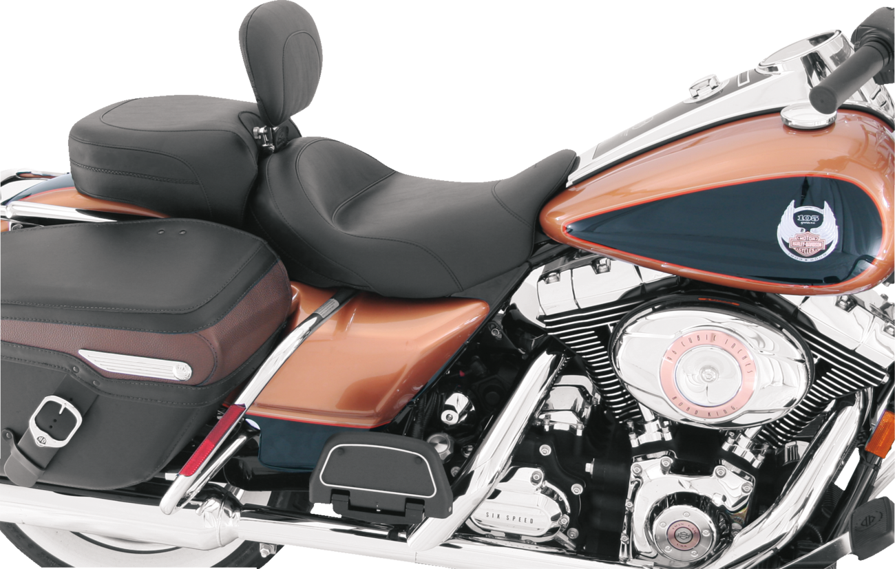 Wide Solo Seat - With Backrest - Vintage - Black - Smooth - FL '08-'25