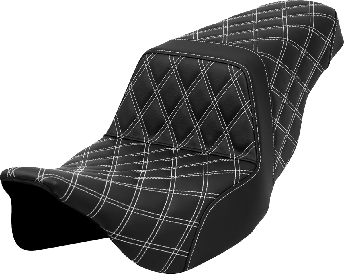 Step-Up Seat - Lattice Stitch - White Stitch - FLH/FLT '08-'23
