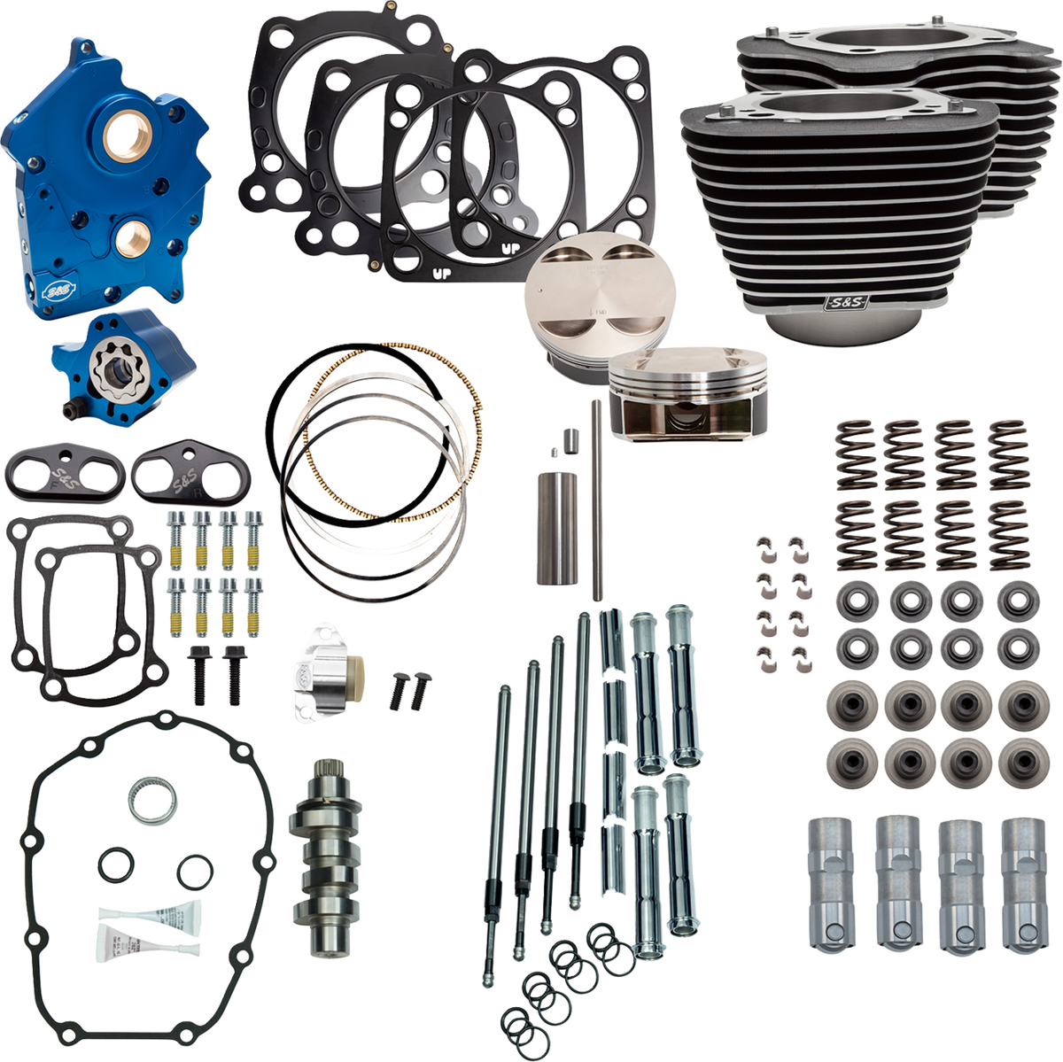 Power Pack - Oil Cooled - 550C - Wrinkle Black W/Highlight - Chrome Pushrod Tubes - M8