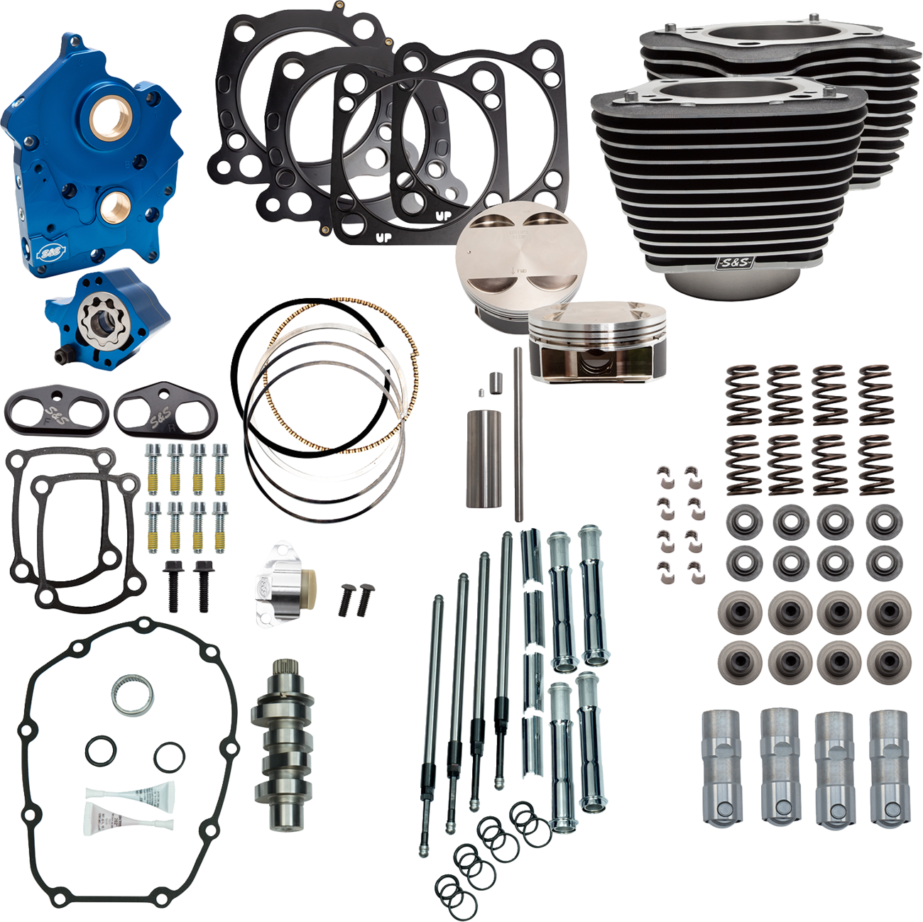 Power Pack - Oil Cooled - 550C - Wrinkle Black W/Highlight - Chrome Pushrod Tubes - M8