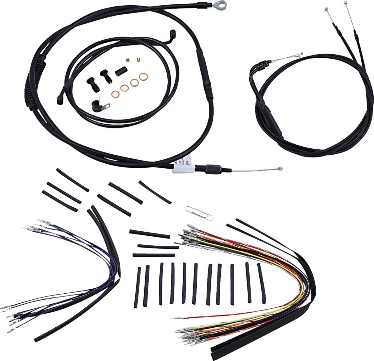 Complete Black Vinyl Handlebar Cable/Line Kit For Ape Hangers - 14" - '07-'10 FXST