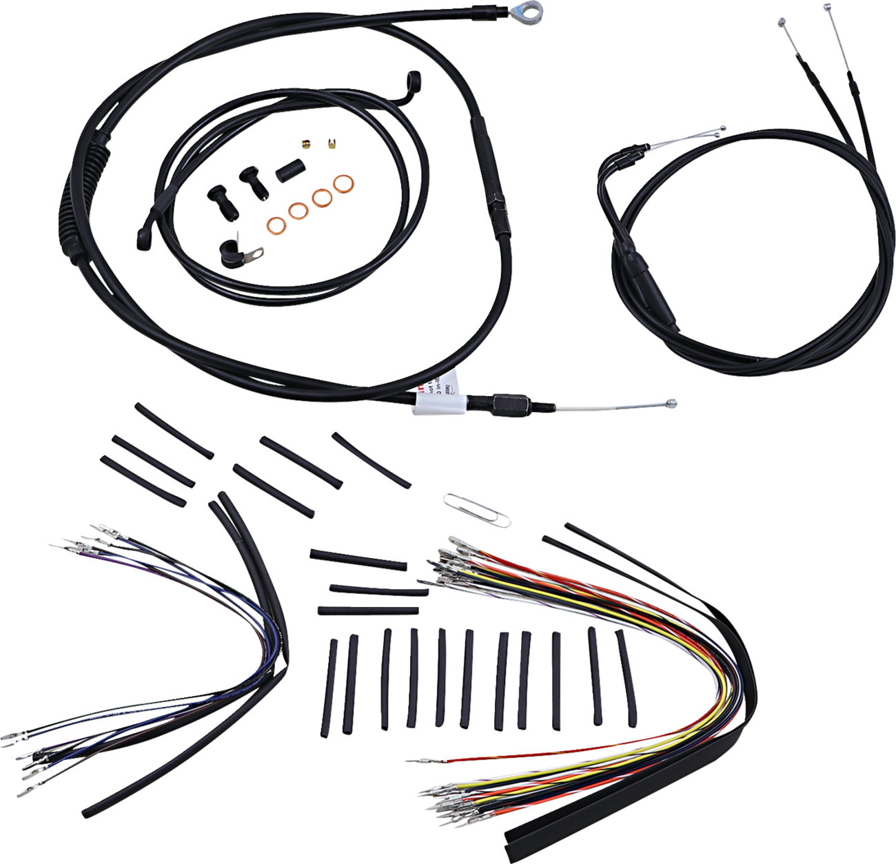 Complete Black Vinyl Handlebar Cable/Line Kit For Ape Hangers - 14" - '07-'10 FXST
