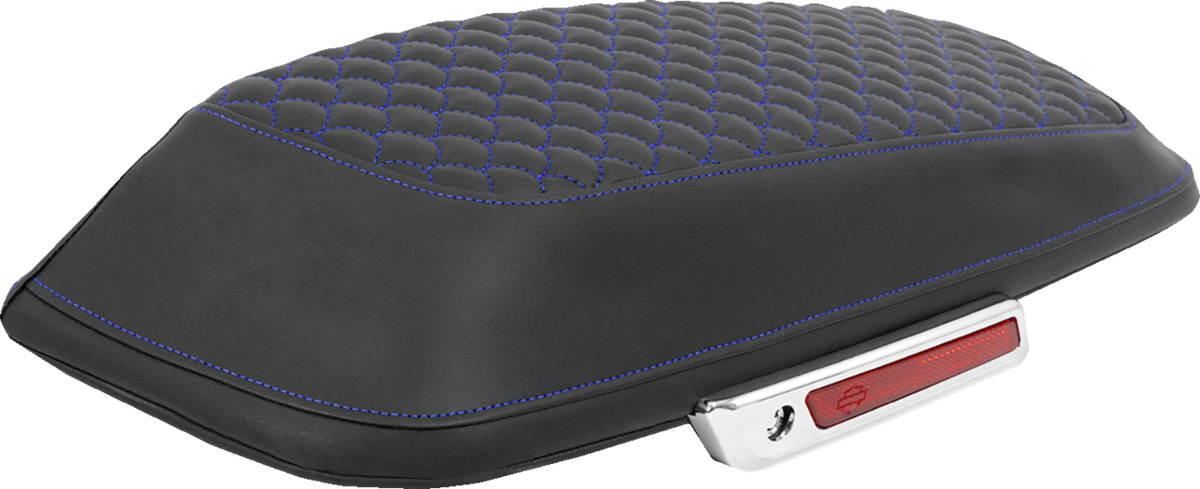 Saddlebag Lid Covers - Dragon Scale - Blue Stitch - FLH/FLT '14-'25