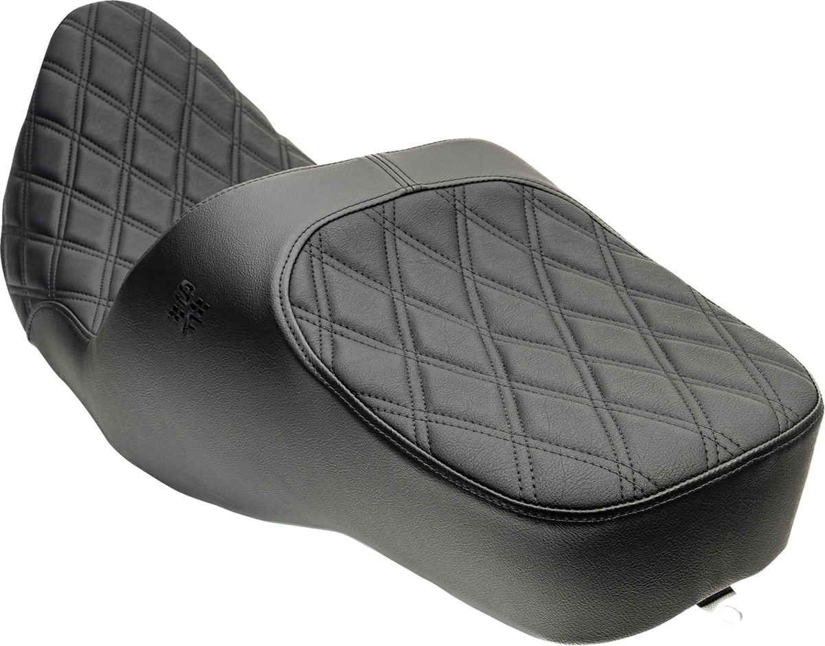 Chariot Seat - Black Double Diamond Stitch - Black Logo - FLH/FLT '09-'23.5