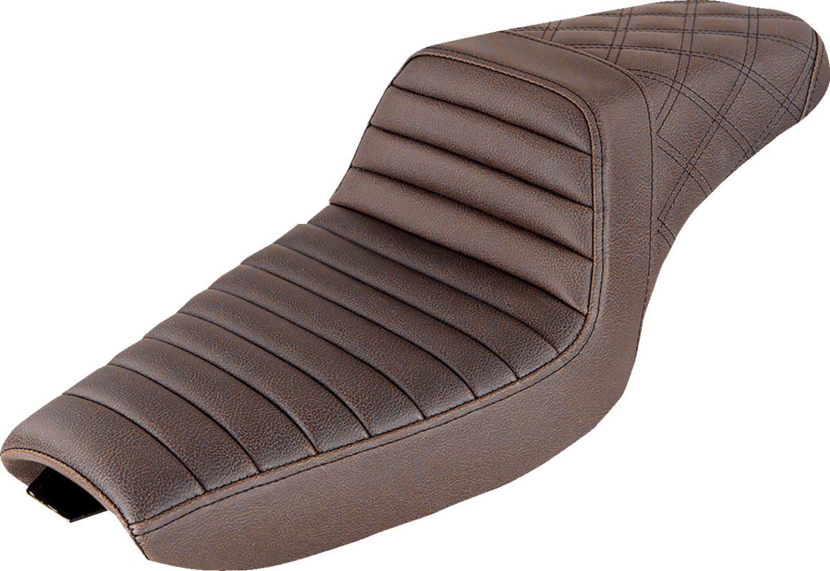 Step-Up Seat - Front Tuck-N-Roll/Rear Lattice Stitch - Brown