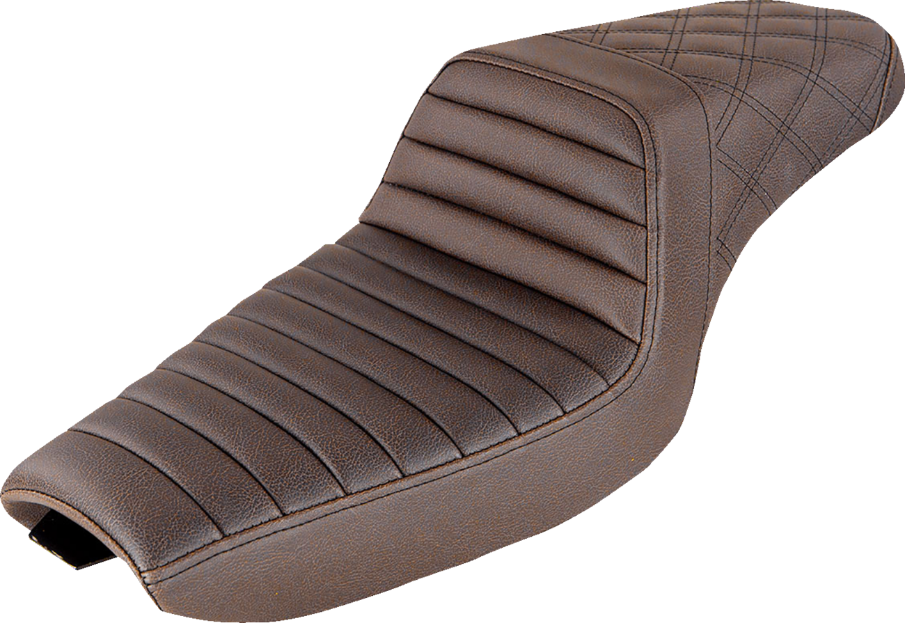 Step-Up Seat - Front Tuck-N-Roll/Rear Lattice Stitch - Brown