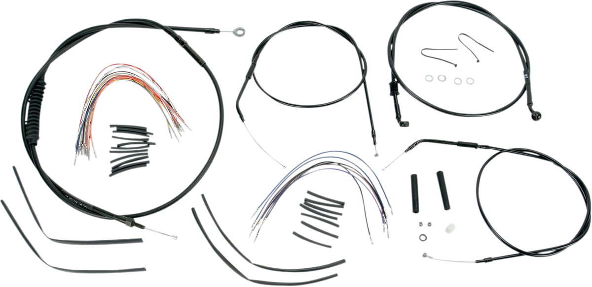 Complete Black Vinyl Handlebar Cable/Line Kit For Ape Hangers - 16" - '04-'06 Sportster