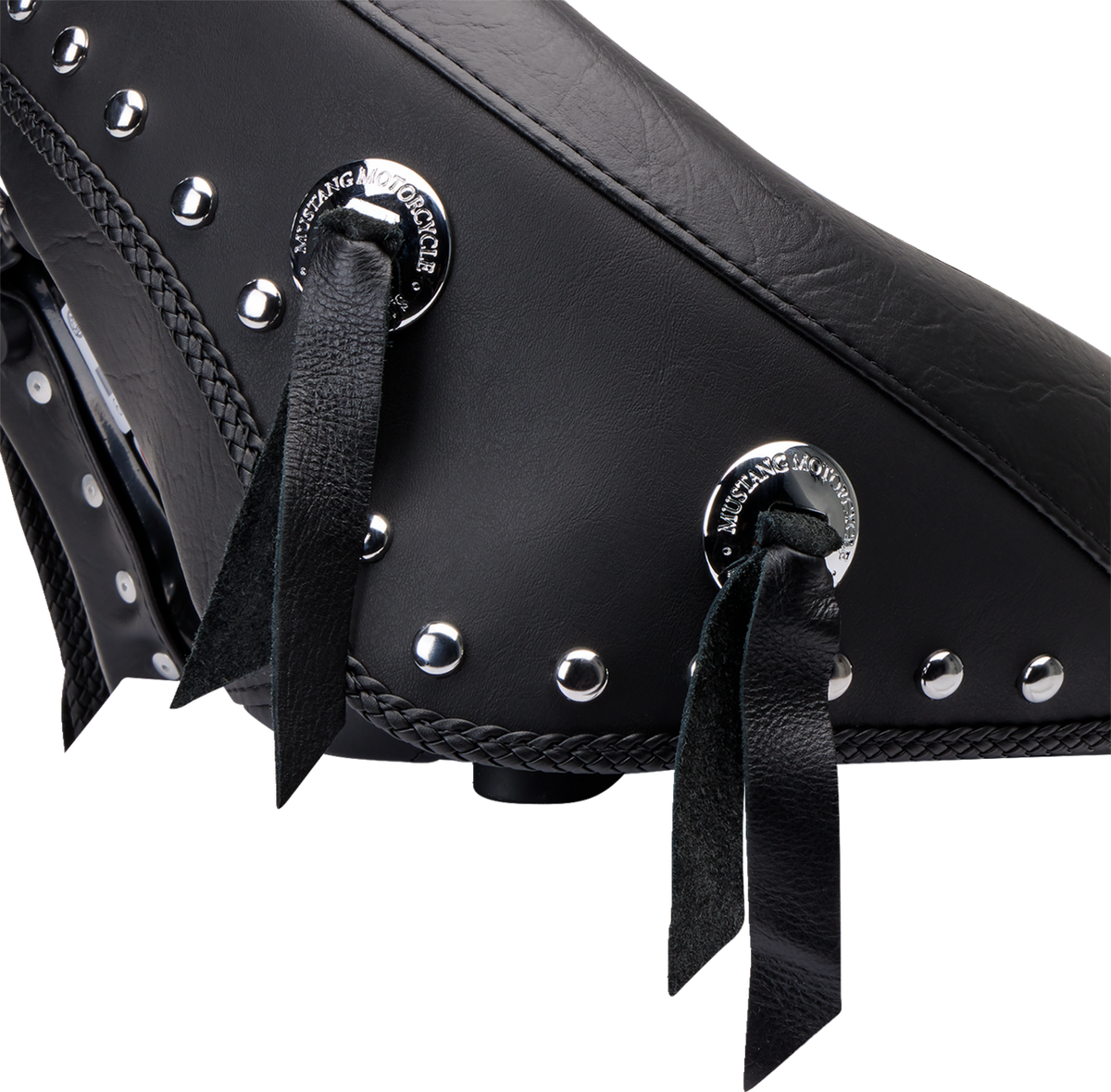 Wide Solo Seat - With Backrest - Black - Studded W/ Concho - FLST '00-'15
