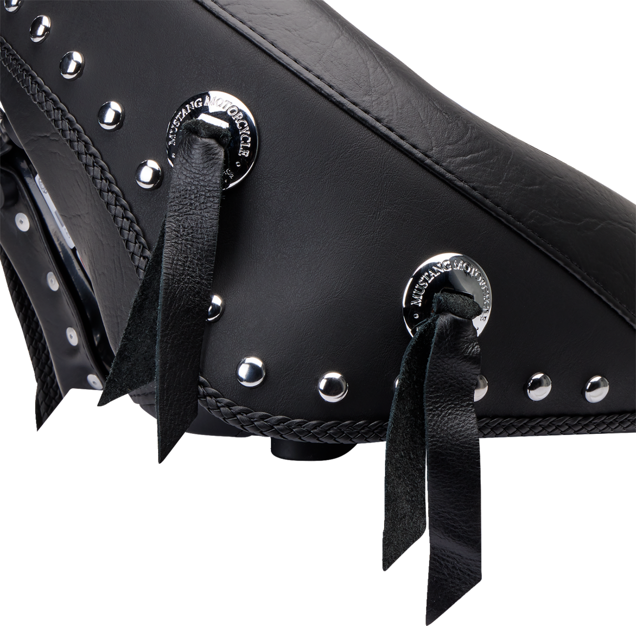 Wide Solo Seat - With Backrest - Black - Studded W/ Concho - FLST '00-'15