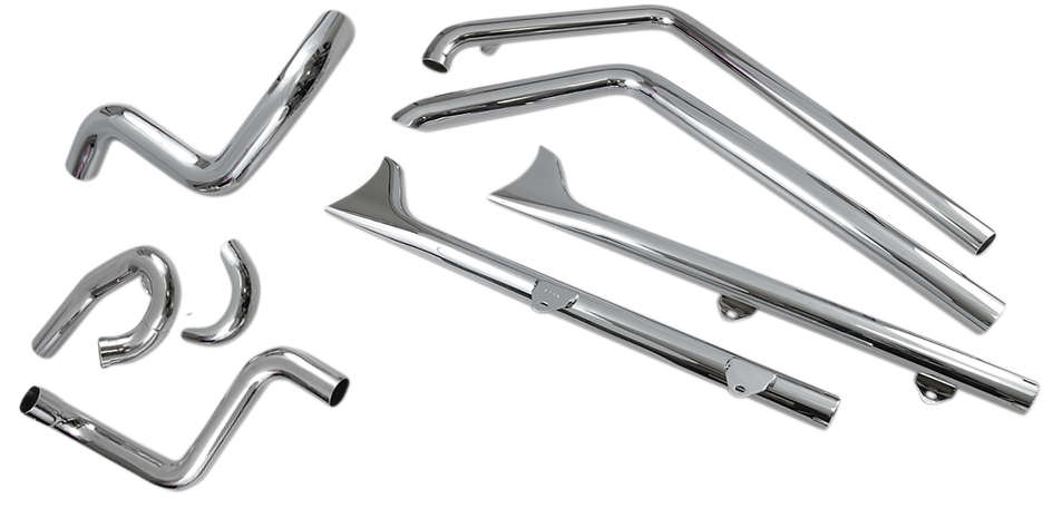 True Duals Exhaust System With Fishtail Mufflers — Without Baffles