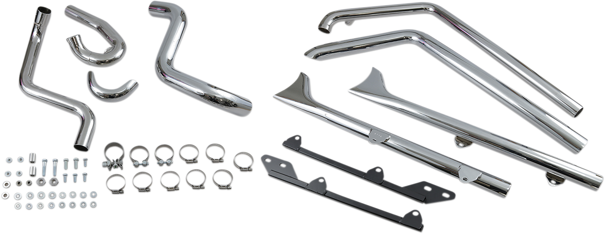 True Duals Exhaust System With Fishtail Mufflers — Without Baffles