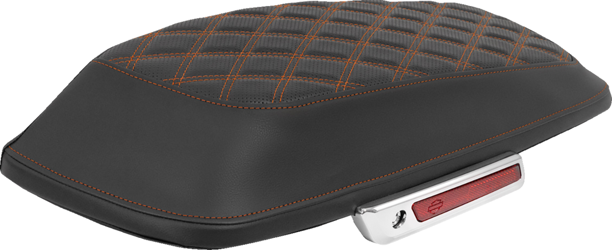 Saddlebag Lid Covers - Lattice - Orange Stitch - FLH/FLT '14-'25