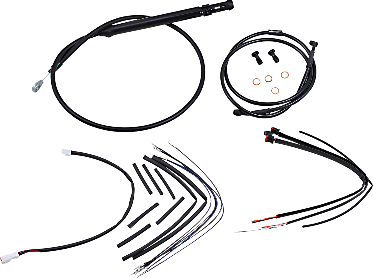 Complete Black Vinyl Handlebar Cable/Line Kit For Ape Hangers - 12" - '18-'24 FX