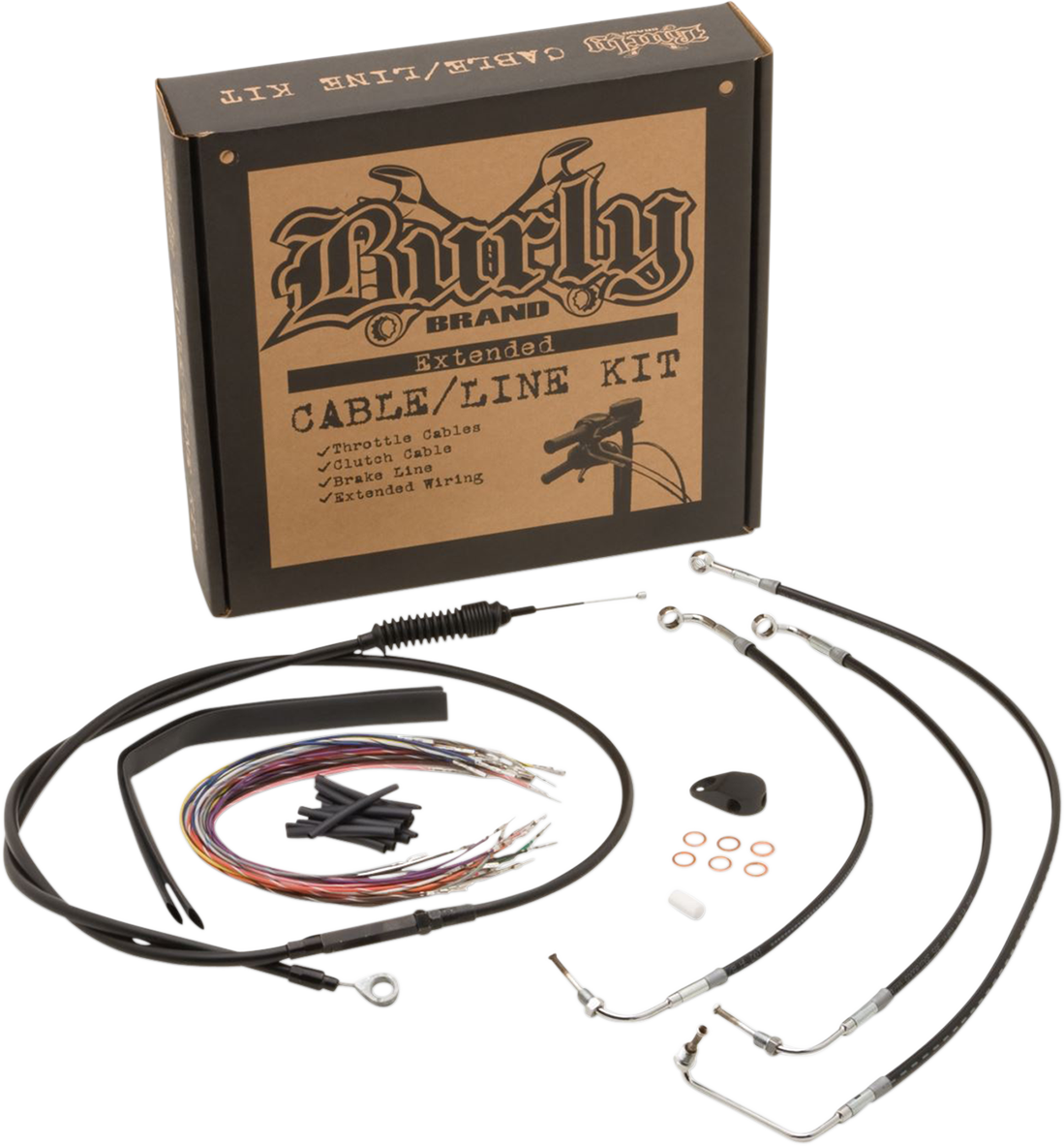 Complete Black Vinyl Handlebar Cable/Line Kit For Ape Hangers - 15" - ABS - '17-'20 FLH