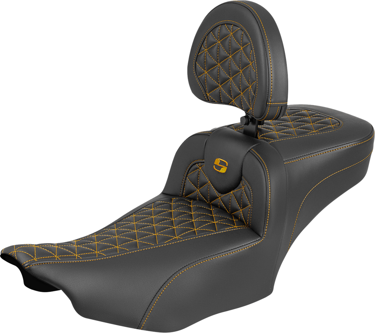 Roadsofa™ Extended Reach Seat - With Backrest - Gold Stitch - FLH/FLT '23-'25