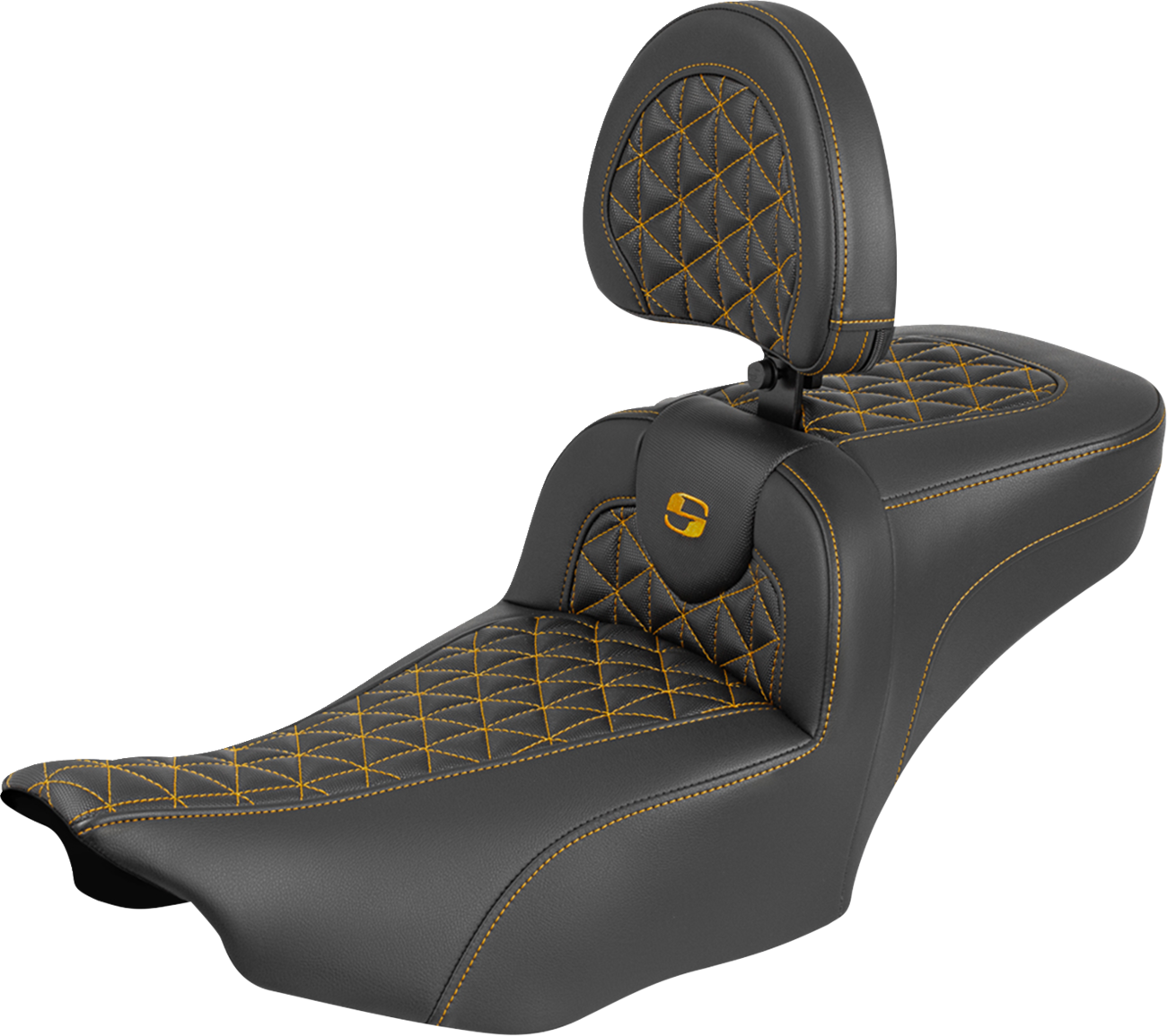 Roadsofa™ Extended Reach Seat - With Backrest - Gold Stitch - FLH/FLT '23-'25