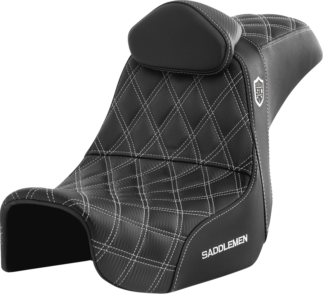 Pro Series SDC Performance Seat - W/ Backrest - White Stitch - Dyna '06-'17