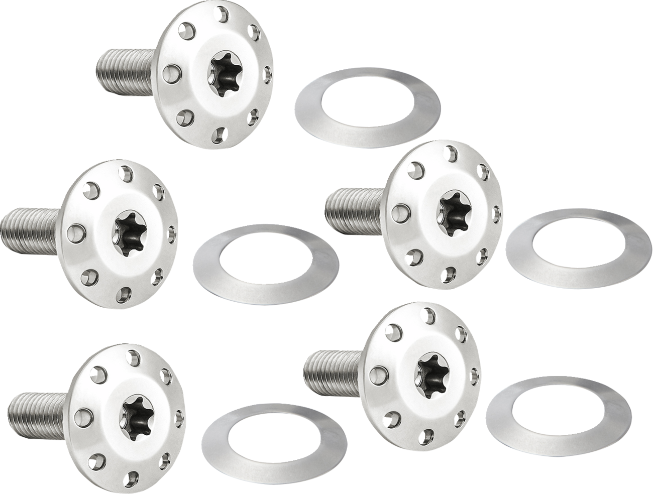 Bolt Kit - Holeshot/Front/Floating/Brake Rotor - Spoke Mount - Polished - 5 Pack