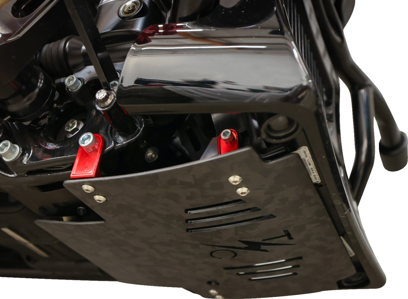 Skid Plate - Carbon Fiber/Forged - With Red Brackets - FLHX/FLTRX