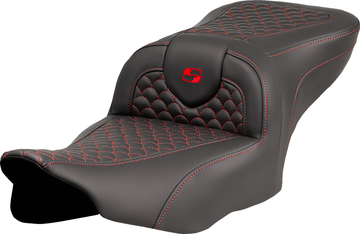 Roadsofa™ Seat - Dragon Scale Stitch - Red Stitch - W/O Backrest - FLTR/FLHX '23-'24