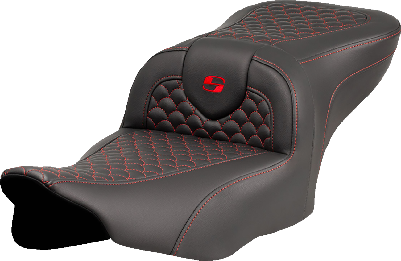 Roadsofa™ Seat - Dragon Scale Stitch - Red Stitch - W/O Backrest - FLTR/FLHX '23-'24