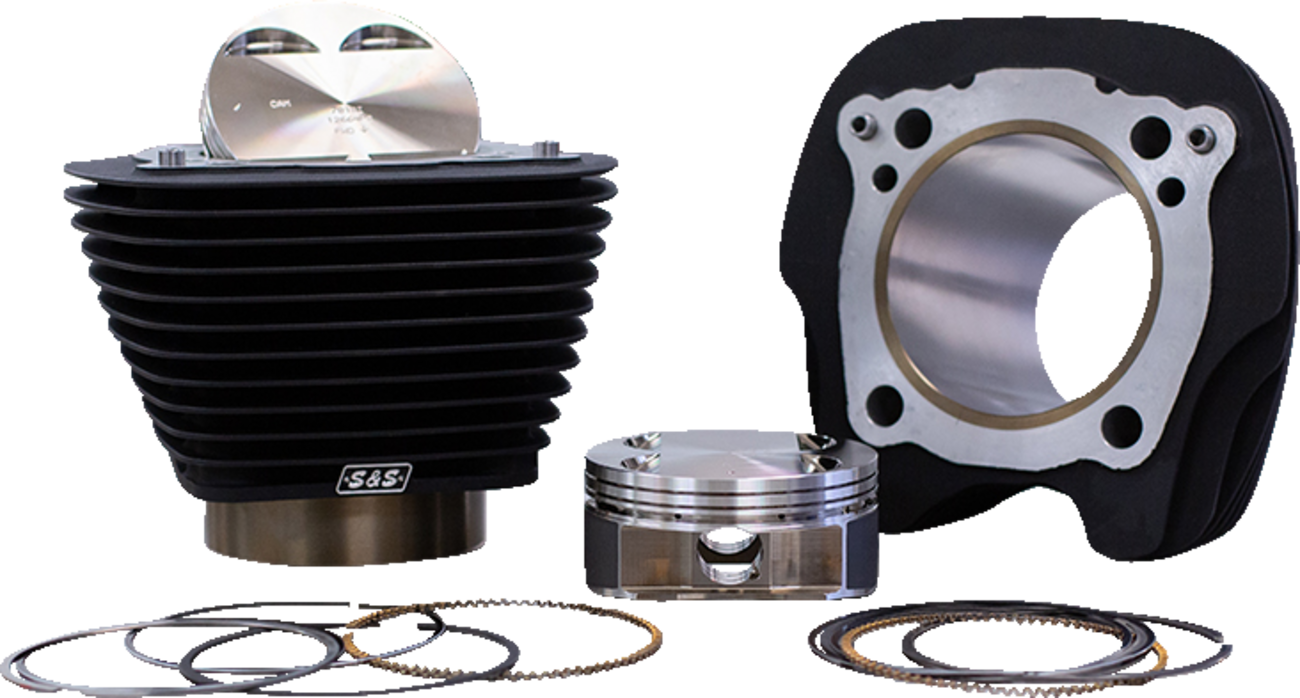 129" Big Bore Cylinder Kit - Wrinkle Black W/O Highlighted Fins - For 107" Engine - M8