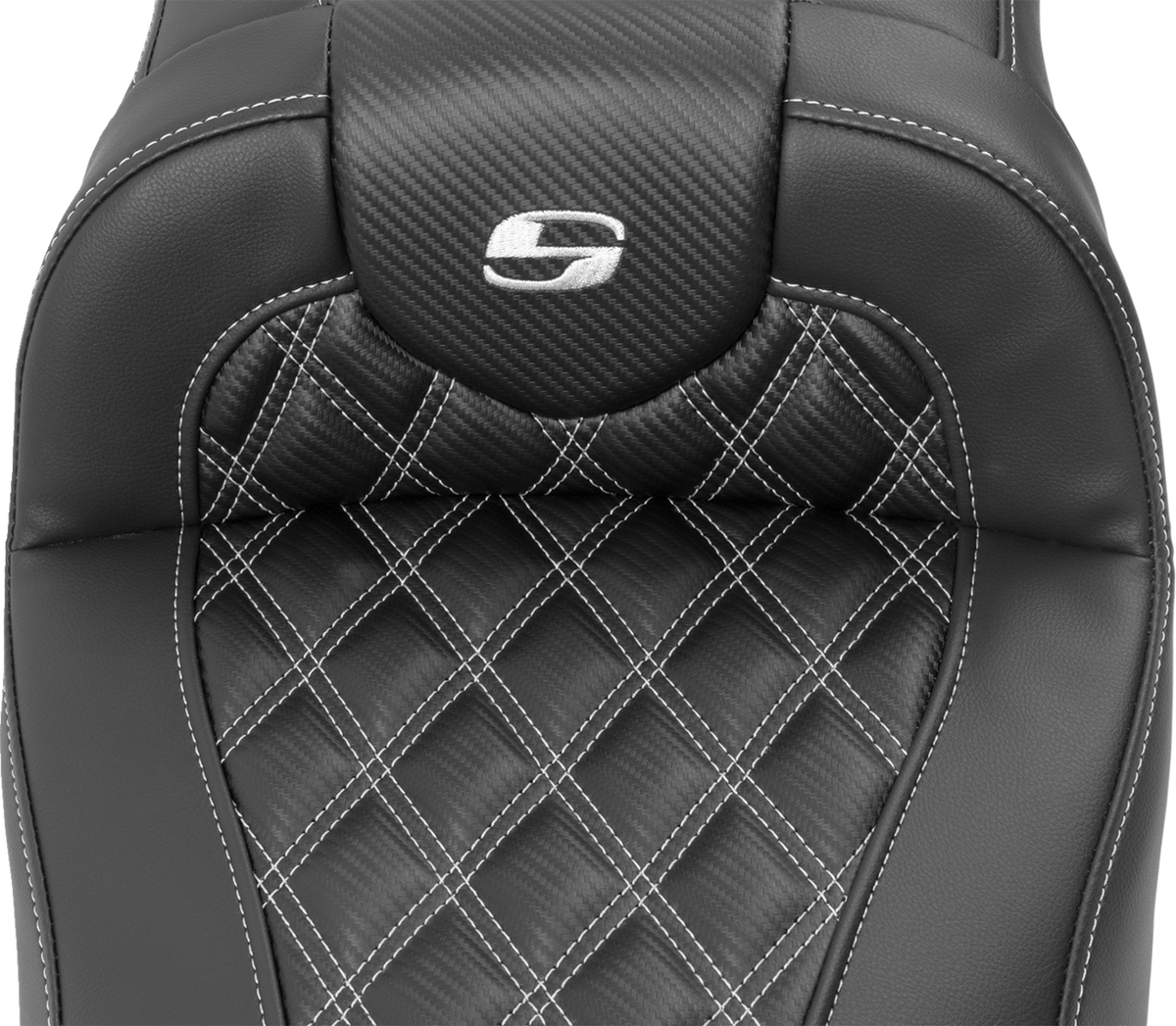 Roadsofa™ Extended Reach Seat - With Backrest - Lattice Stitch - Silver Stitch - FLTR/FLHX '23-'24